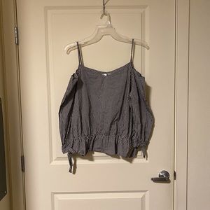 Gingham Cold-Shoulder Blouse